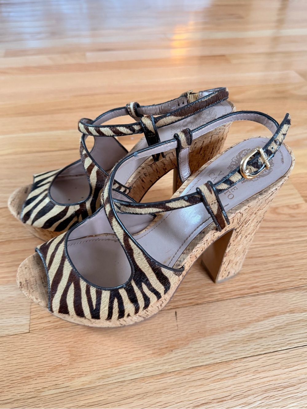 Vince Camuto Zebra-Print Cork Platform Sandals